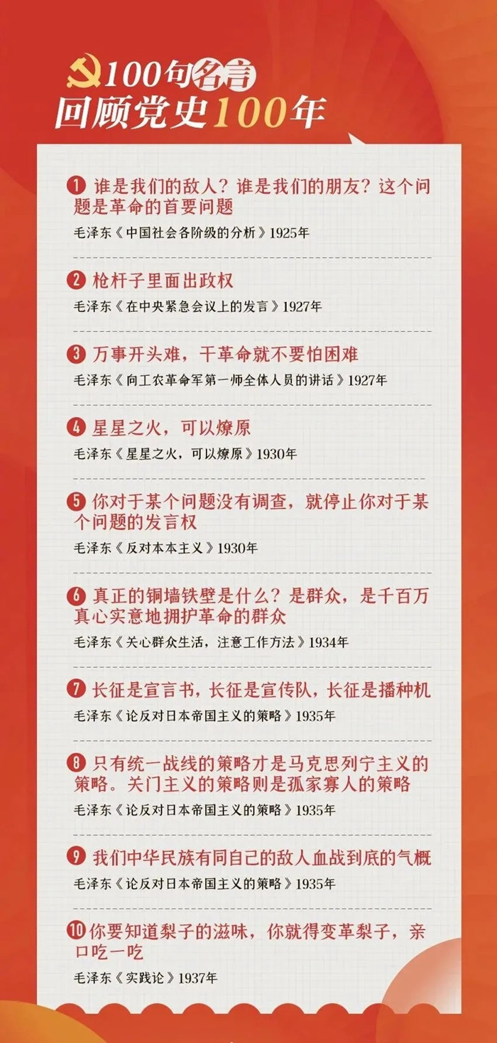 公考用得上！100句名言回顧黨史百年，一起學習